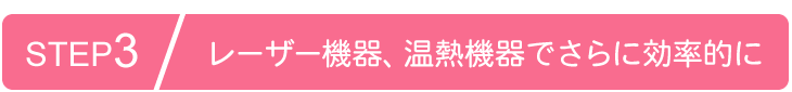 レーザー機器、温熱機器でさらに効率的に